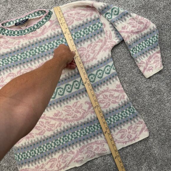 Vintage 80s 90s Acrylic Sweater Large Cottagecore Soft Girl Ski Lodge Pastel USA - Picture 2 of 7